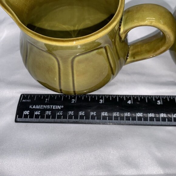 Vintage Green Ceramic Creamer & Sugar Bowl Set With Lid - Picture 11 of 12